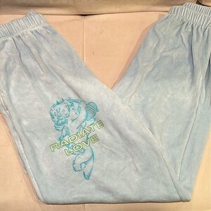 Boys Lie turquoise velour sweatpants with pockets -size large
